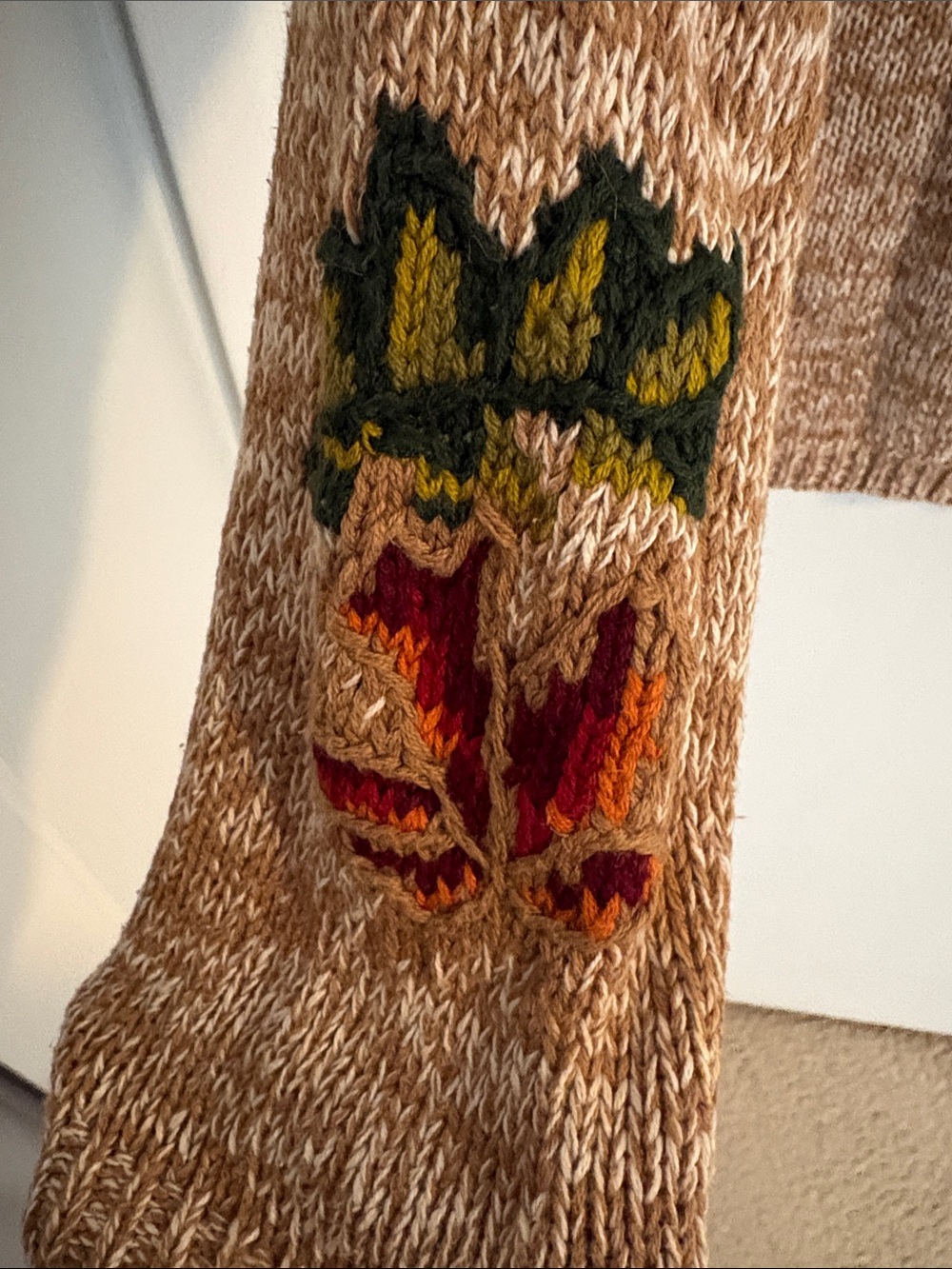 Koret Beige Cardigan with Autumn Cottage & Pumpkin Motif - Picture 6 of 10